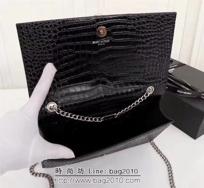 YSL聖羅蘭 鱷魚紋牛皮 時尚鏈條流蘇包 可單肩斜挎 26700 YAS1519